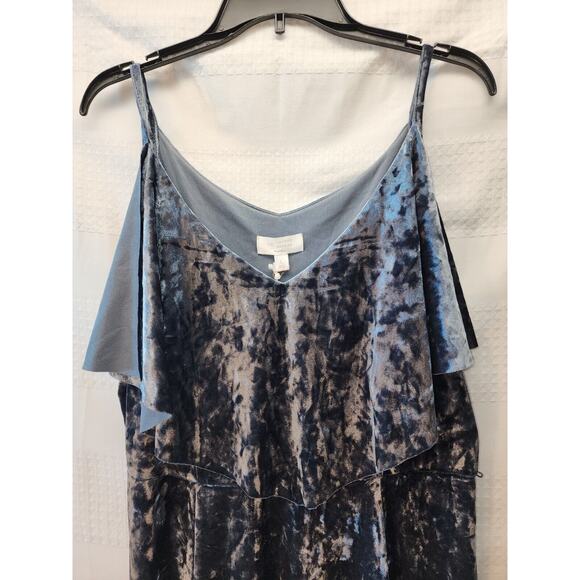 Lauren Conrad Dress Womens Size Large Velvet Sleeveless Gray Layered Midi 1161 - Picture 2 of 8